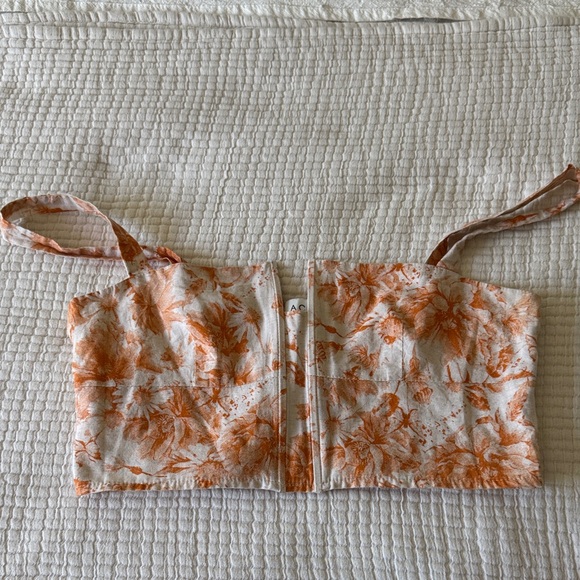 Orange Floral Women's Crop Top - Picture 7 of 7